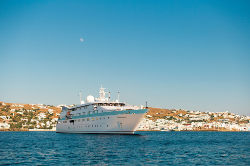 Tere-Moana-Mykonos-Greece - Tere Moana anchored off Mykonos, Greece.