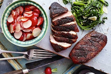 Sticky duck with Chinese pickled radishes