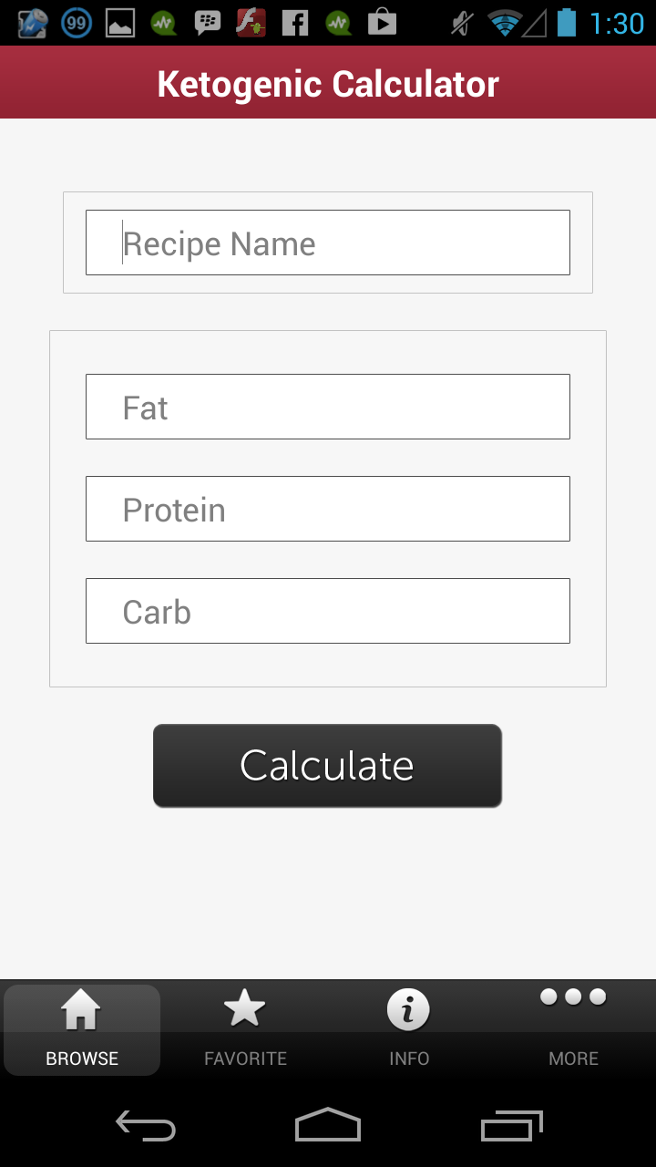 Ketogenic Diet Calculator Screen 2