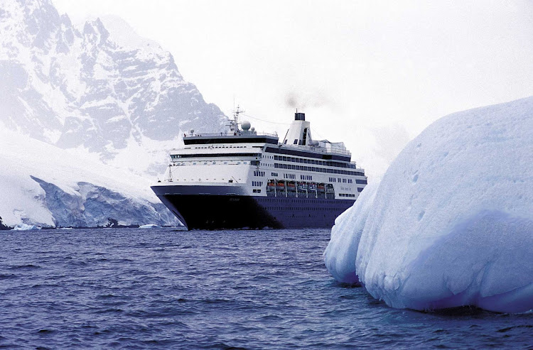 Holland America's Ryndam sails through the Lemaire Channel of Antarctica.
