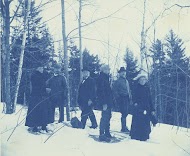 Landschap in de sneeuw: gezelschap op the Duck's Head, NH, Verenigde Staten