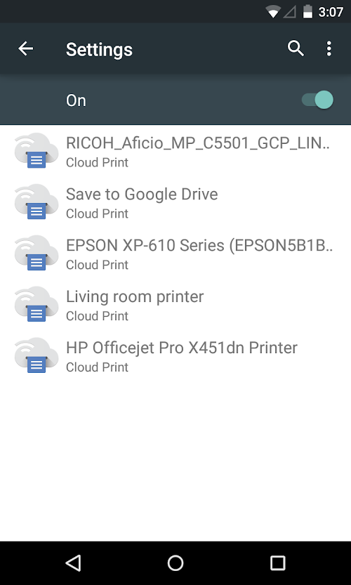 Android application Cloud Print screenshort