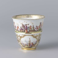 Chocoladekop, veelkleurig beschilderd met chinoiserieën