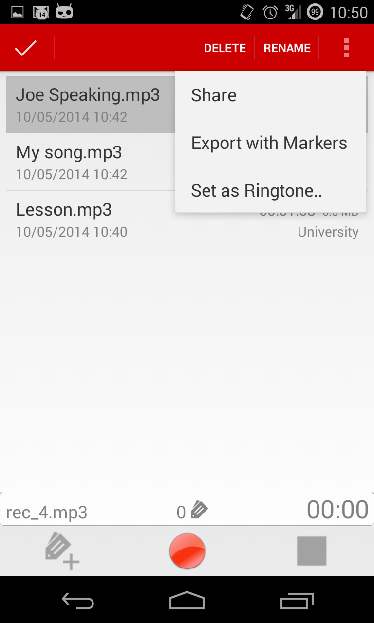 Events Recorder Screen 2