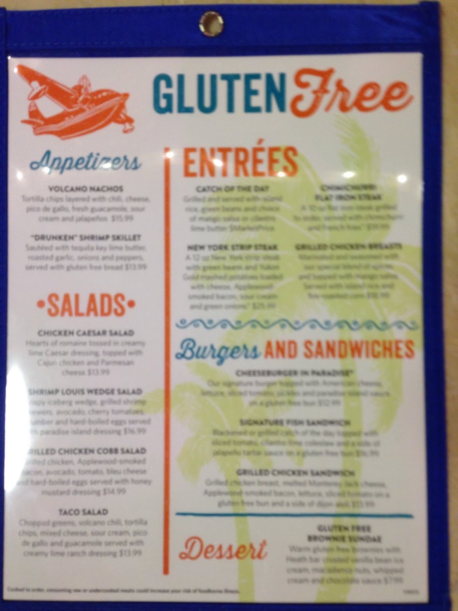 Gluten-Free at Jimmy Buffett's Margaritaville