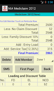NIA Mediclaim Calculator Screenshots 3