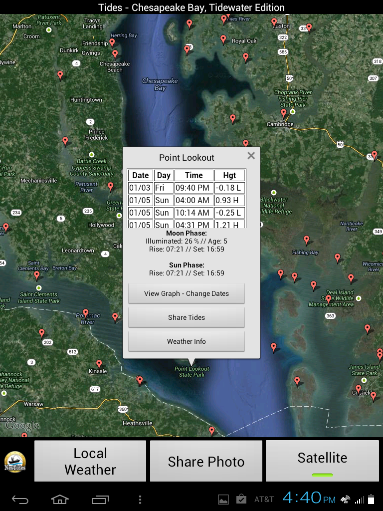 DC, Maryland &amp; Virginia Tides Screen 1