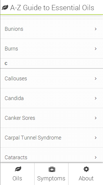 A-Z Guide to Essential Oils Screen 1