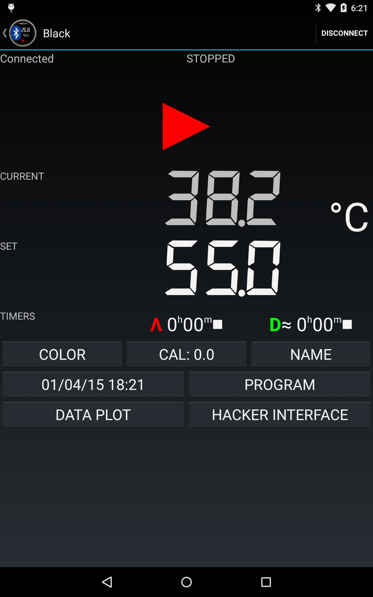 Android application Sous-vide remote for ANOVA screenshort