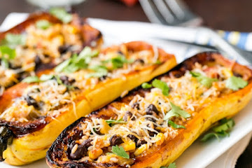 Delicata Squash Recipe with Black Bean Stuffing