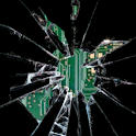 Broken glass screen Joke logo