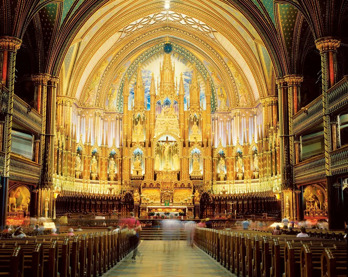 Notre-Dame-Basilica-Montreal - The majestic interior of Notre-Dame Basilica in Old Montreal.