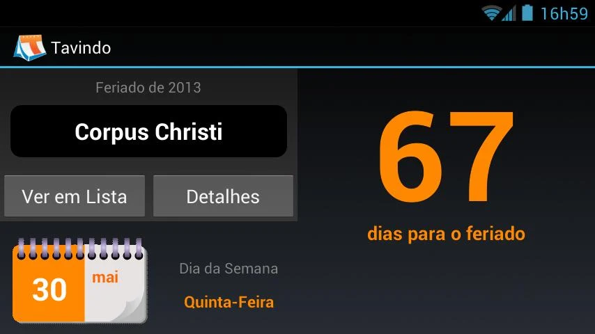 Tavindo Feriados e Datas - Screenshot