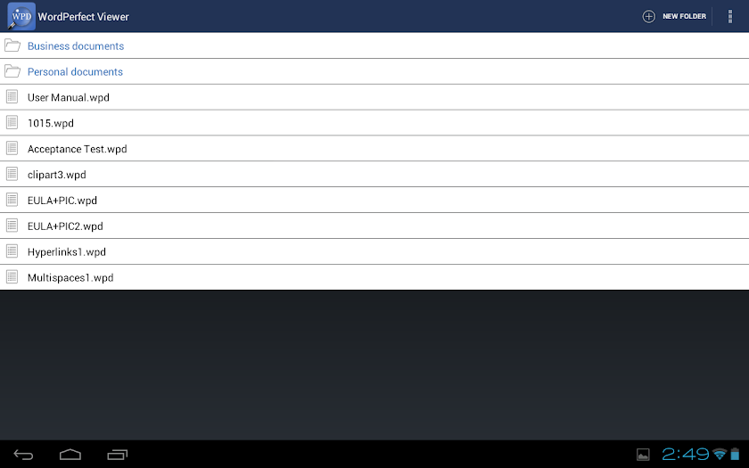WordPerfect Viewer for Android Screen 2