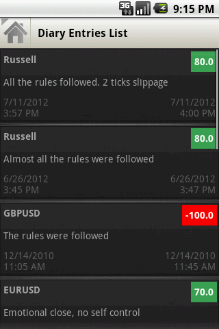 Trading Diary Screen 2