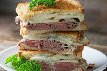 Grilled Roast Beef, Pear and Blue Cheese Sandwiches