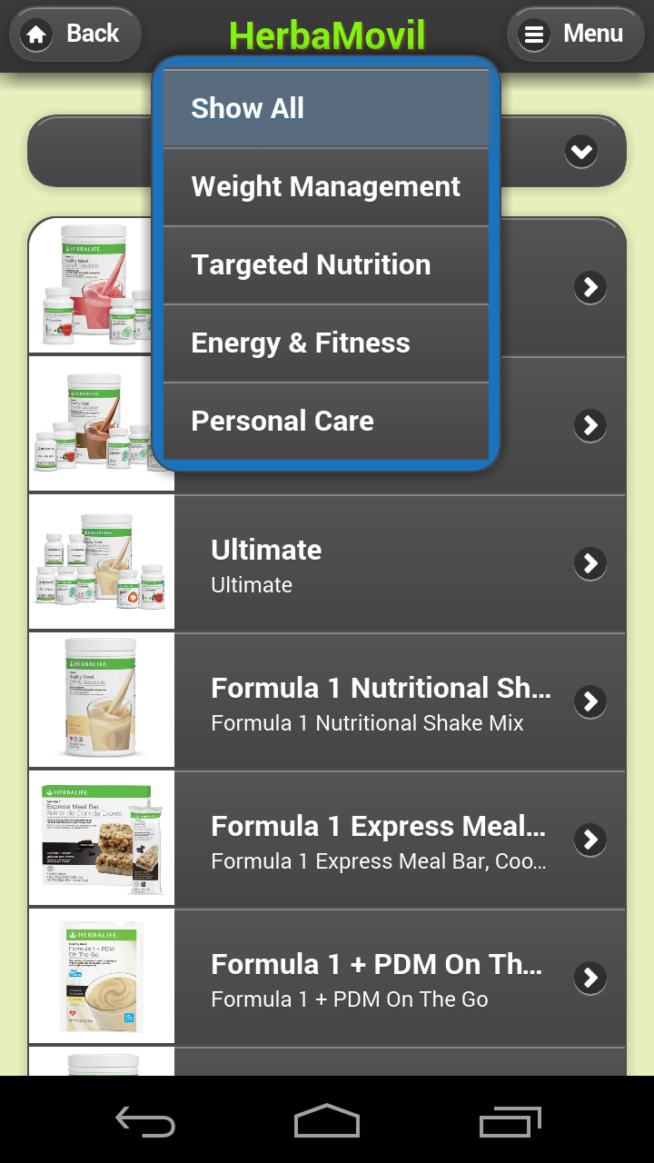 Herbalife HerbaMovil Screen 2