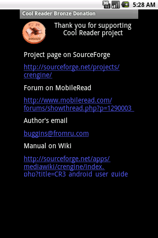Android application Cool Reader Bronze Donation screenshort