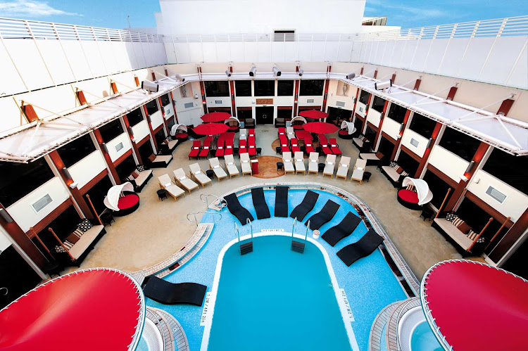 Checking in at any of the Haven accommodations on Norwegian Epic gives you access to the Courtyard, where you can enjoy swimming, fitness activities, a relaxing soak in the hot tub and more.