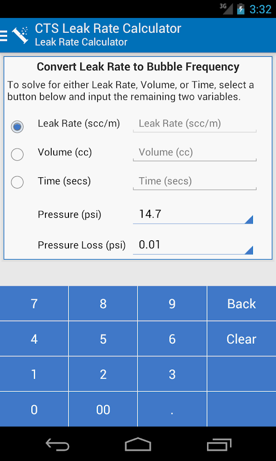 CTS Leak Rate Calculator Android Apps on Google Play