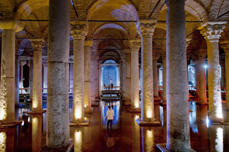 The Basilica Cistern is the largest of several hundred ancient cisterns that lie beneath the city of Istanbul.