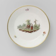 Schotel, beschilderd met een landschap met vee