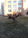 Deer on the Range Iron Statue 