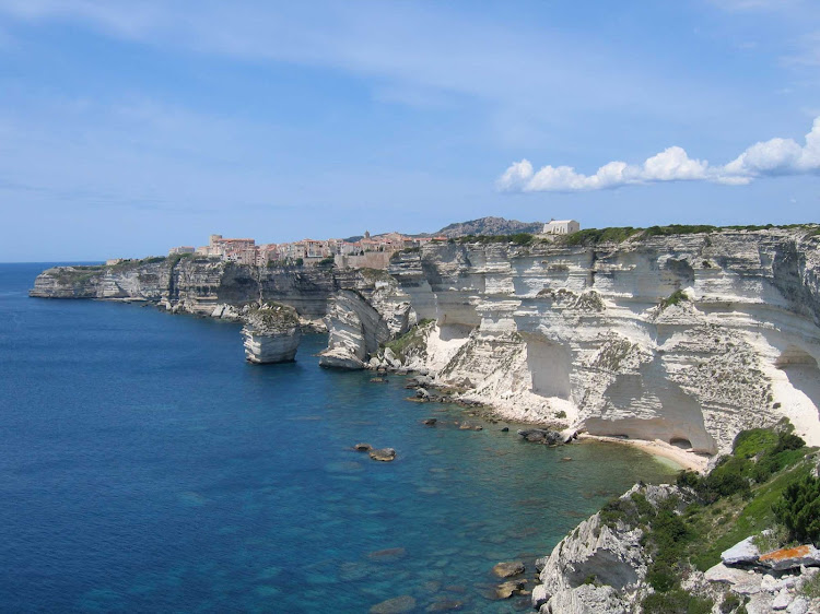 The dramatic cliffscape of Bonifacio, France, seen during a SeaDream cruise.