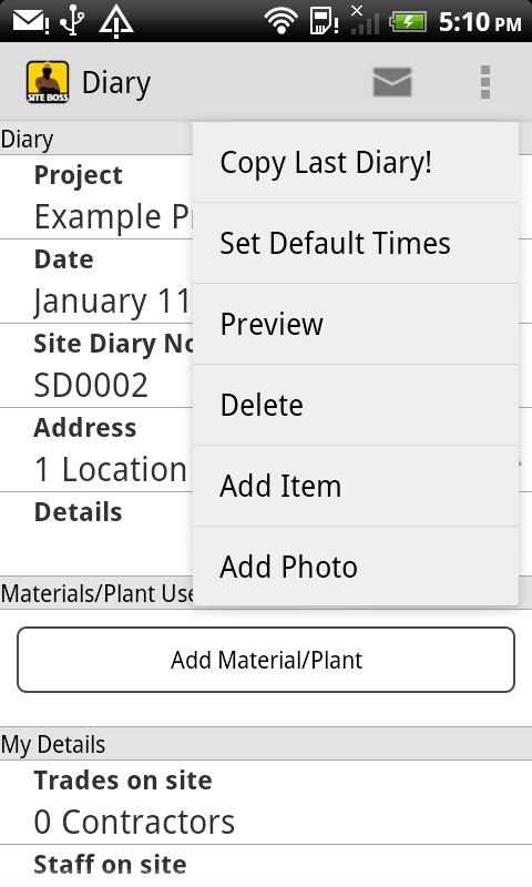 Android application Site Boss screenshort