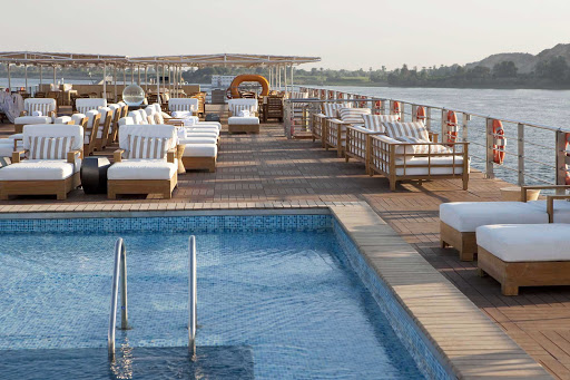 Uniworld-River-Tosca-sundeck-3 - Cool off after a day of sightseeing in River Tosca's pool as you explore Egypt.