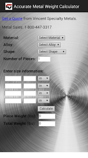 Accurate Metal Weight Calc Screenshots 2