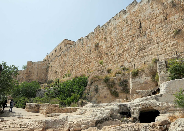 The walls fortifying the outer perimeter of Old Jerusalem.