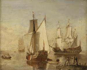 RIJKS: anonymous: Speeljacht (Pleasure Yacht) and Warship 1699