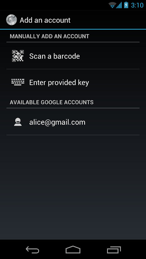 Google Authenticator - screenshot