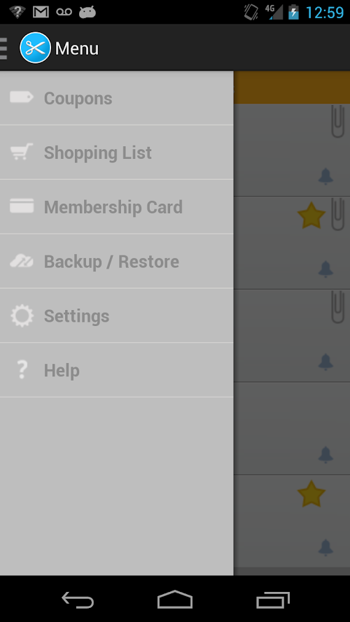 Android application Scissors (coupon organizer) screenshort