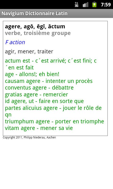 Dictionnaire Latin Screen 2
