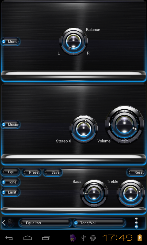 Poweramp skin Light Blue Glow Screen 3