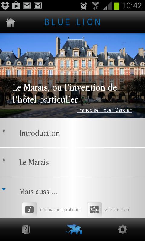 Android application Hôtels Particuliers du Marais screenshort
