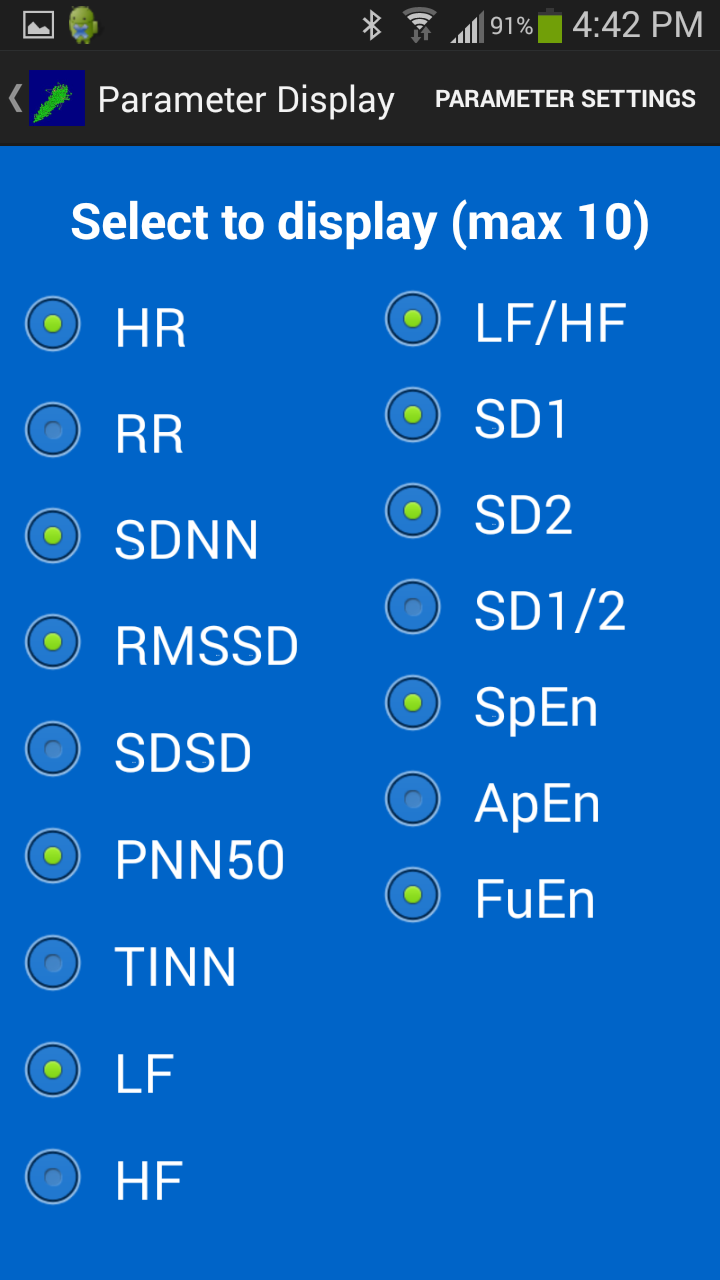HRVxtPro Screen 2
