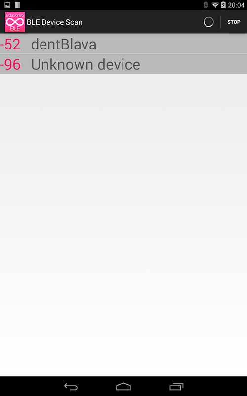 Android application arduControl BLE screenshort