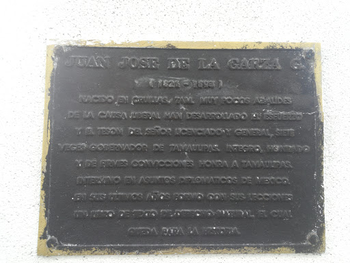 Placa De Juan Jose De  La Garza