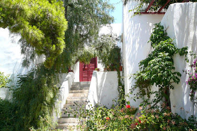 A scene from Chora, the capital and main harbor of the island of Naxos, Greece.