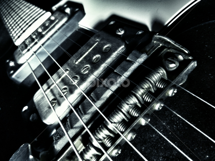 The Bridge and Pick-ups of Guitar in Metallic Blue | Musical Instruments |  Artistic Objects | Pixoto