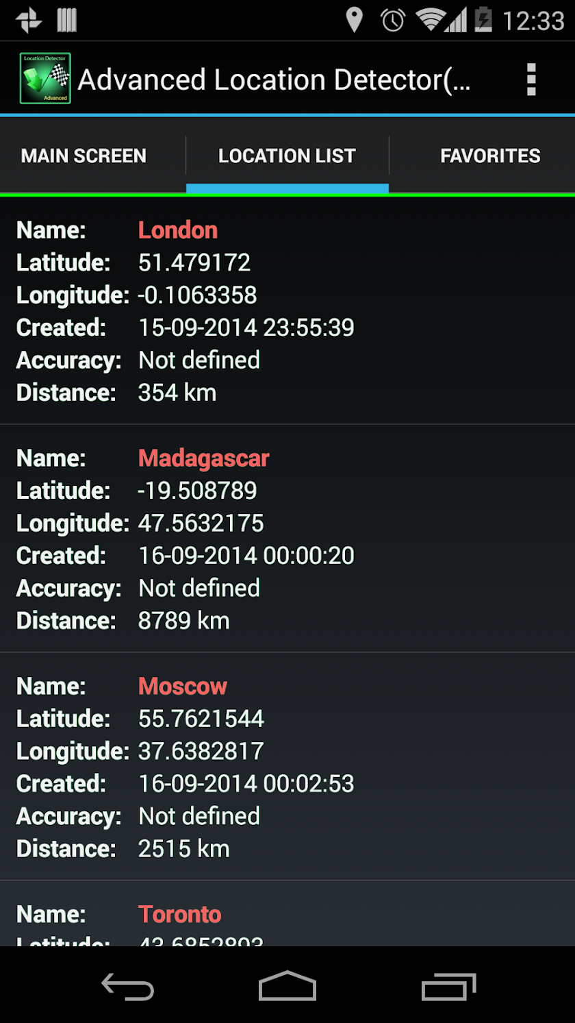 AdvancedLocationDetector (GPS) Screen 3