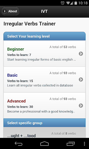 IVT - Irregular Verbs Trainer