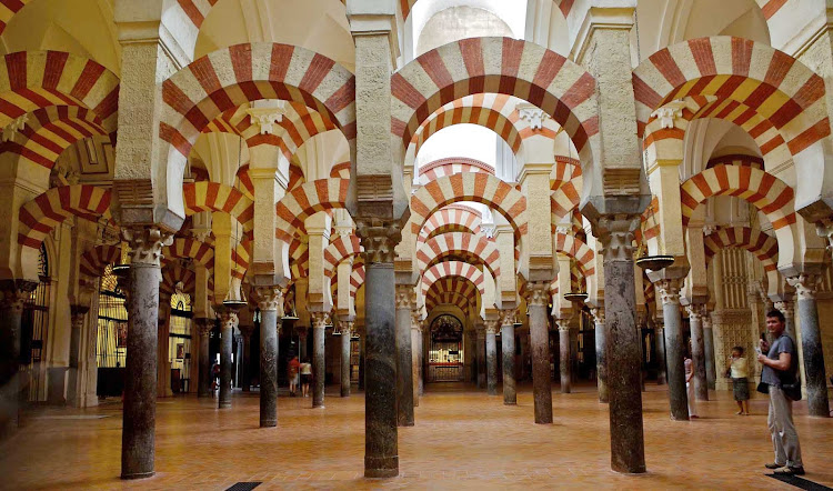 In Córdoba, Spain, home to a culturaly rich heritage, you can visit La Mezquita mosque and its famed red striped arches.
