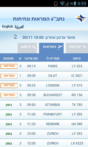 Flights List BenGurion Airport