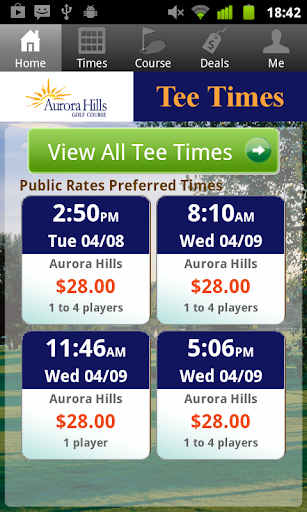 Aurora Hills Golf Tee Times