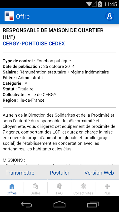 Android application Emploi Collectivites screenshort