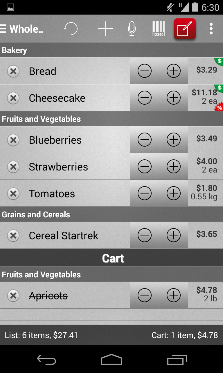 Mighty Grocery Shopping List Screen 2